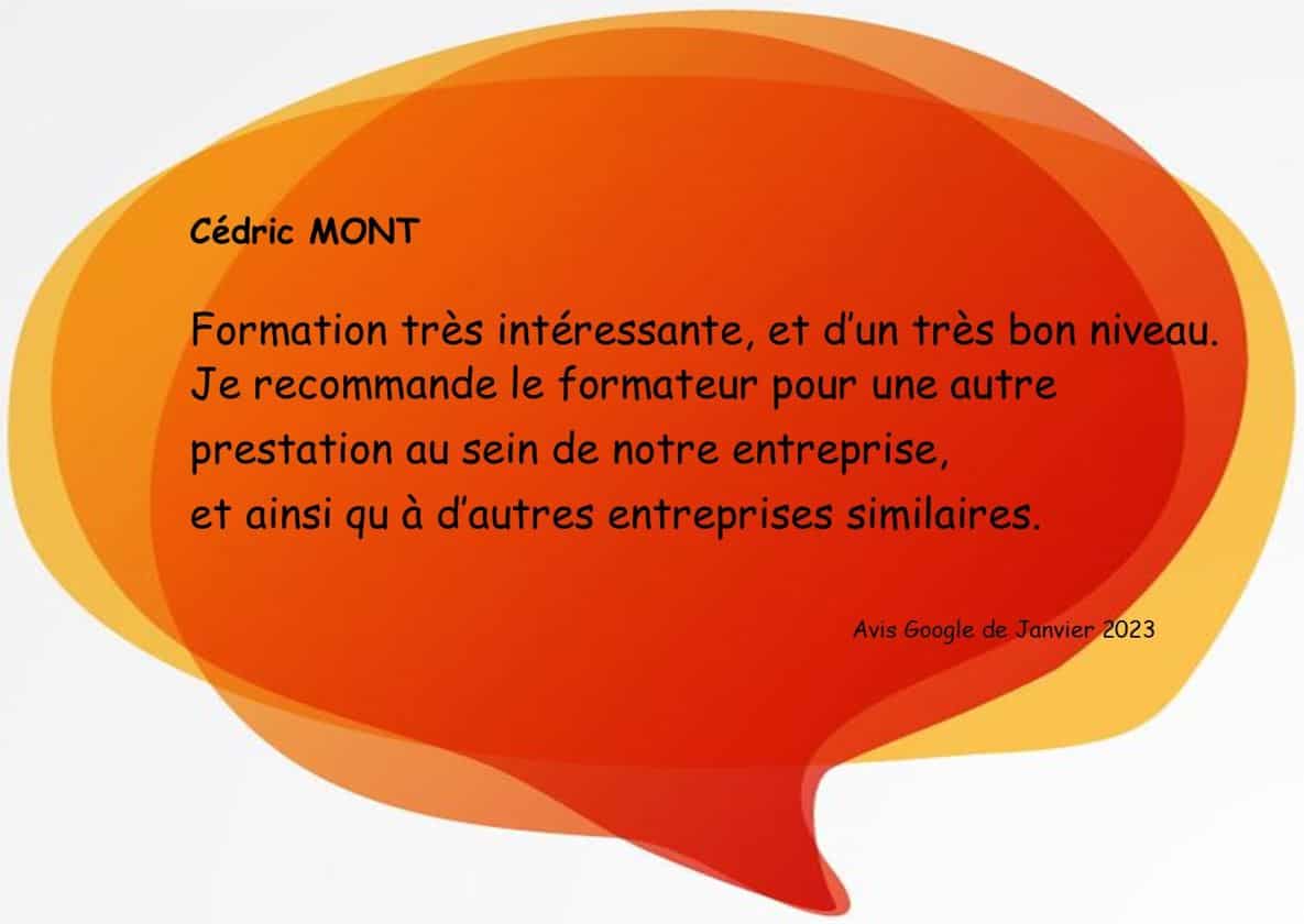 Avis Google 2023 Cédric M