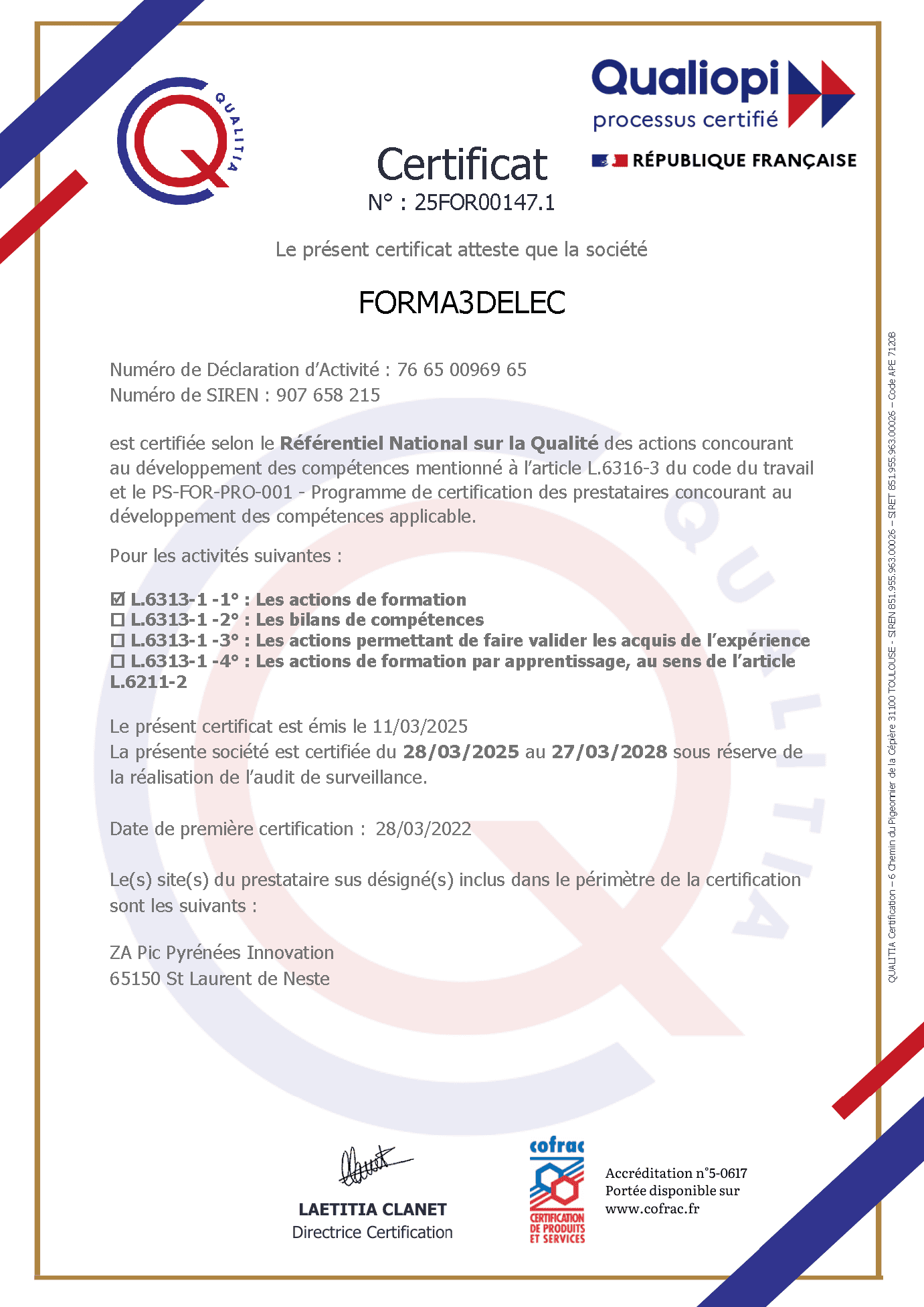 Certificat Qualiopi 2025